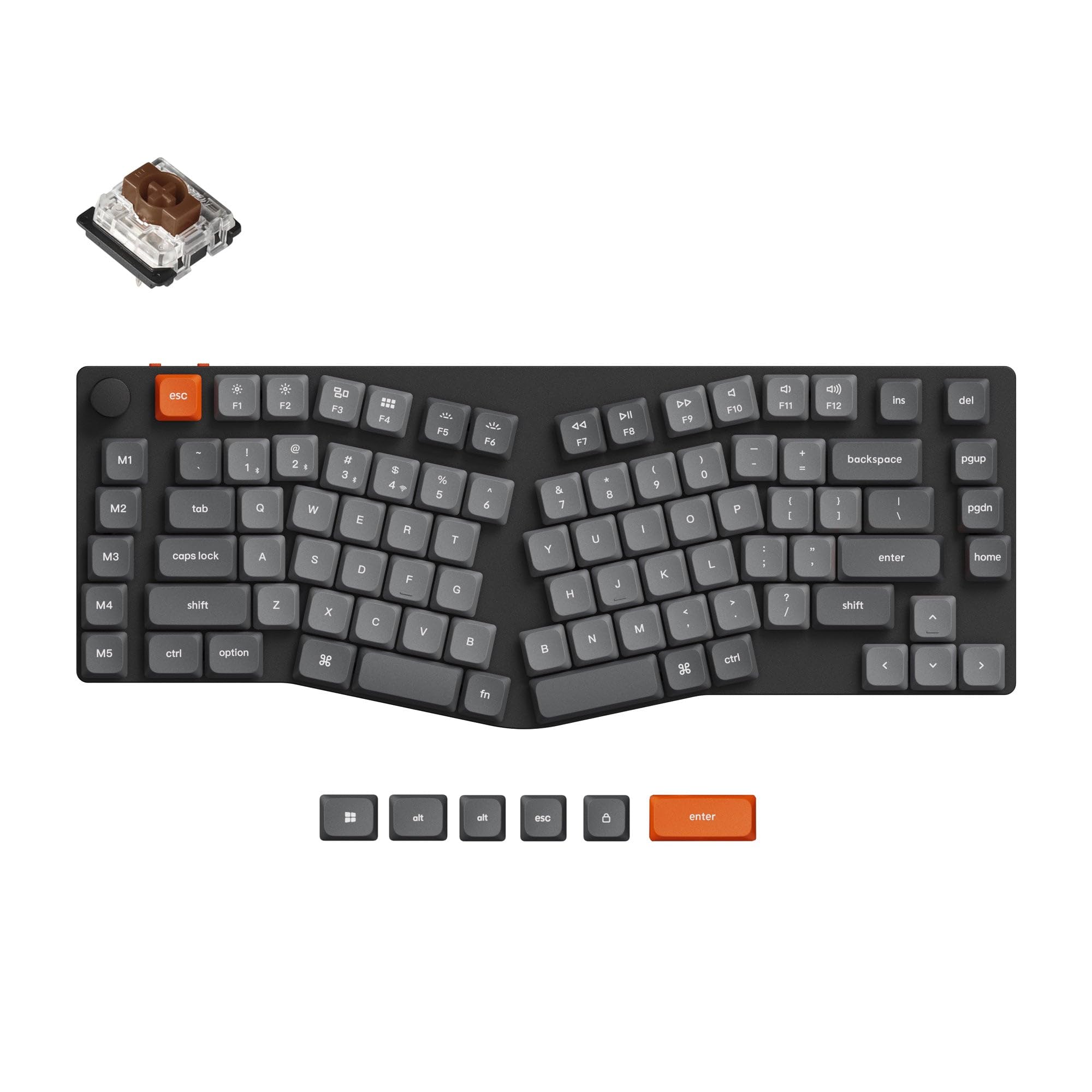 

Keychron K15 Max Alice Layout QMK Wireless Custom Mechanical US White LED Gateron Mechanical Compatible with Mac and Windows 75% Keyboard,