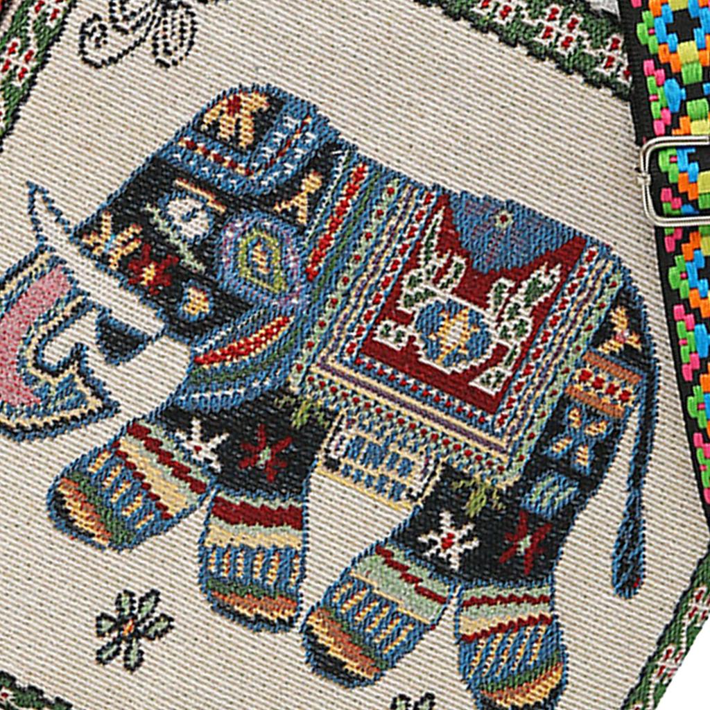 Elephant Hobo Women Messenger Shoulder Bag Handmade Embroidered Wide Adjustable Straps Large