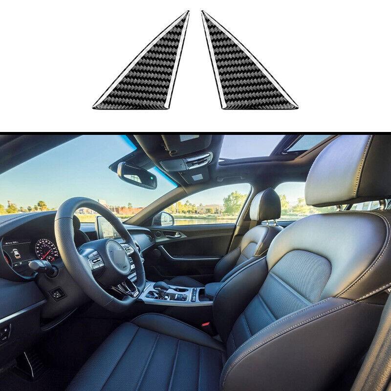 For Kia Stinger 2018- Black Carbon Fiber A Pillar Front Triangle Cover Trim