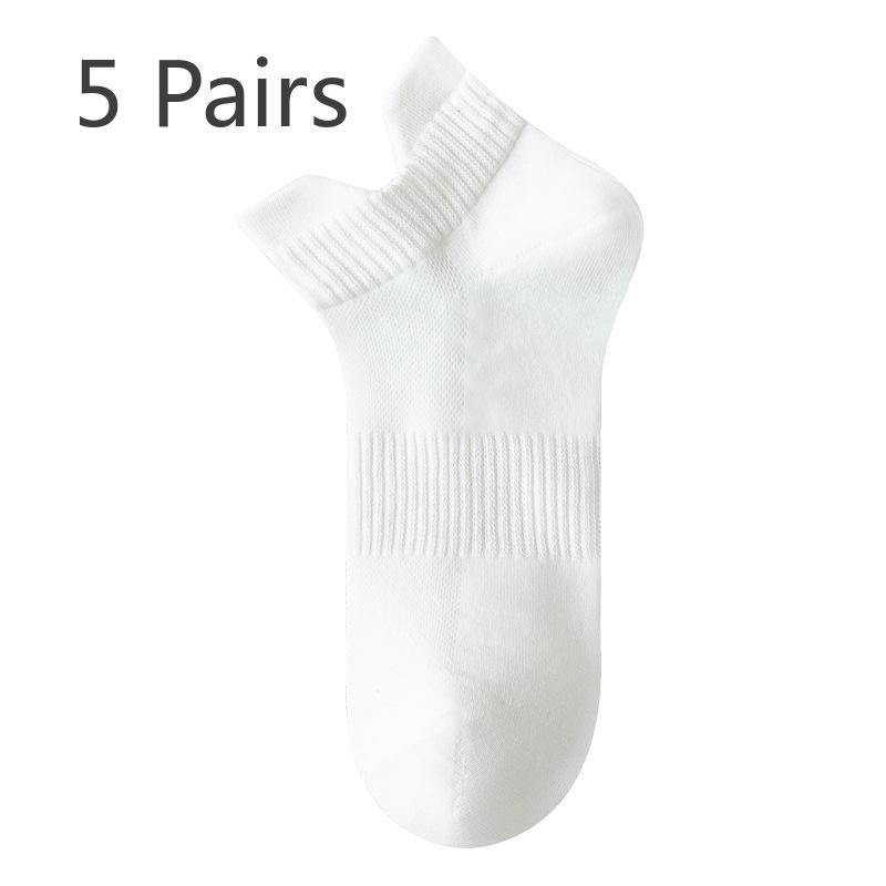 5 Pairs of Women's Summer Thin 7A Antibacterial Deodorant with Solid Color Breathable Socks