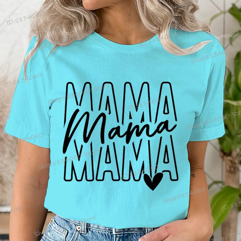 Mothers Day Mama Tshirts Stacked Mama for Ladies Tops Mom Life Short Sleeve Tshirt Crew Neck Gift for Mom Summer Tops Clothes