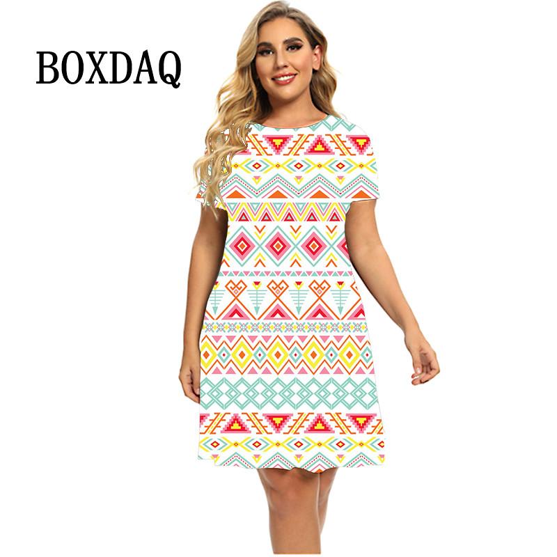 Butterfly Flower Print Summer Dress Women Oversized Short Sleeve Dress Casual Pullover O-Neck Loose Party Dress Ladies Vestidos