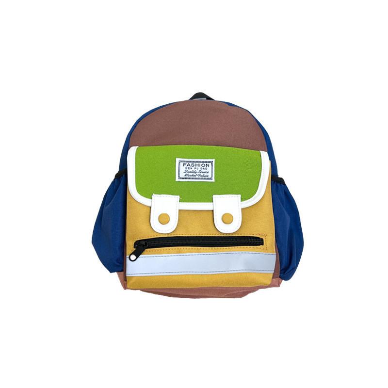 Adorable Color Block Design Lightweight Nylon Kindergarten Backpack For Boys And Girls