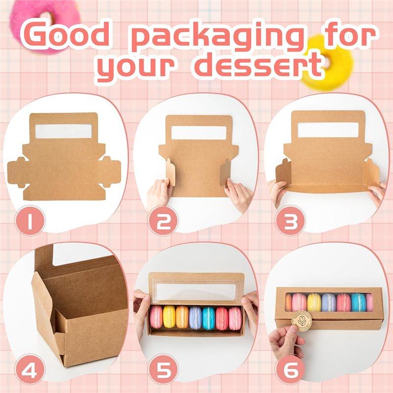 A74E-Paper Packaging Boxes Transparent Window Macarons Wedding Birthday Party Gift Box White