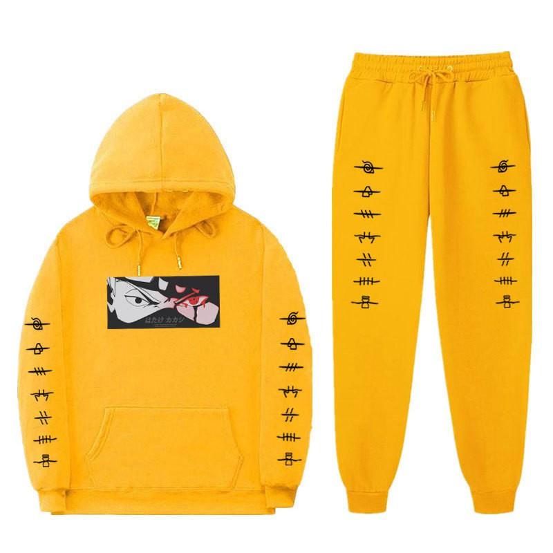 Naruto Kakashi Hooded Fleece Sweatshirt Set Unisex Casual Winter Outfit Long Sleeve Tracksuit