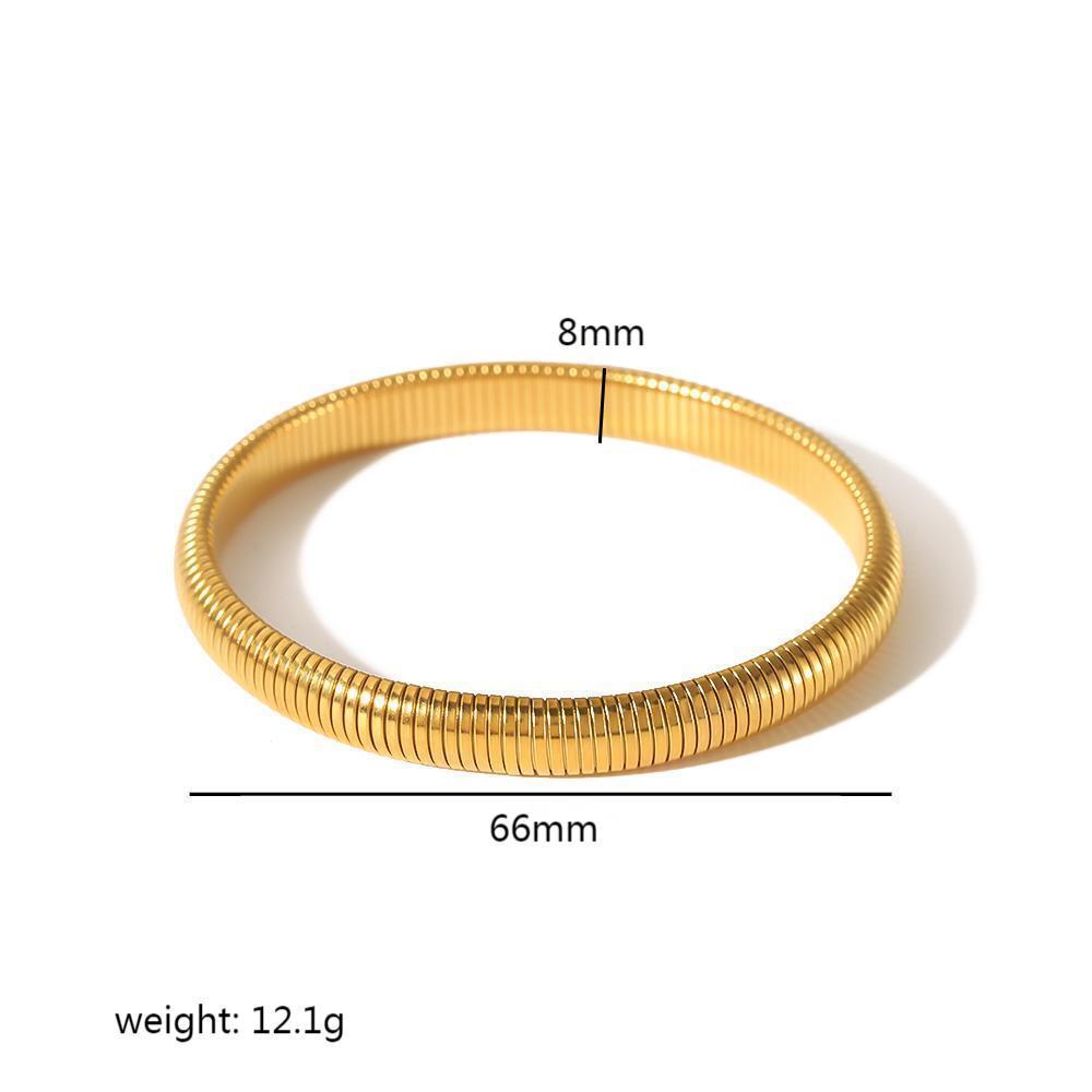European Retro Light Luxury 18K Gold Plated Stainless Steel Elastic Bracelet for Women