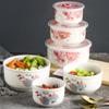 Ziyaoya Elegant Rose Ceramic Food Storage Bowl Set