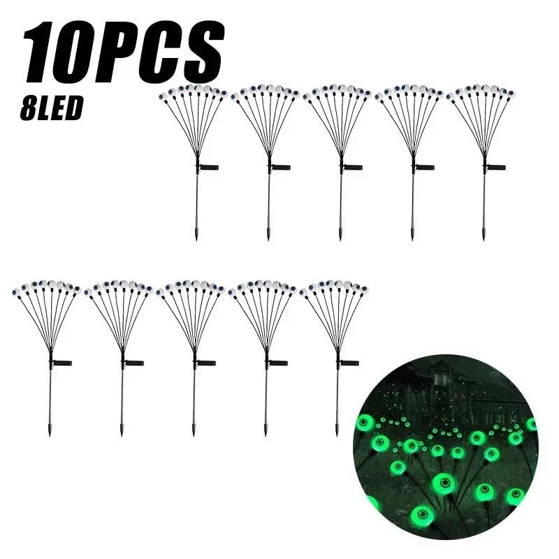 Halloween Outdoor Scary Eyeball Lights Led Green Warm White Multi Color Eyeball Blinking Firefly Lights Waterproof Solar Lights