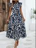 2026 Spring/Summer European and American Style Printed Round Neck Flutter Sleeve Fashion Dress for Women