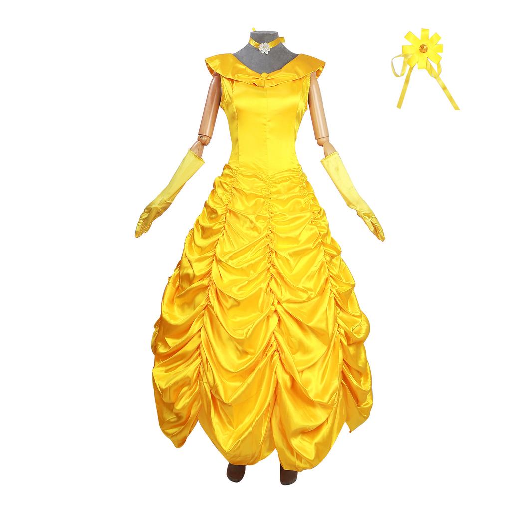 Belle Dress Cosplay Costume, Beauty and the Beast Fairy Tale Stage Outfit