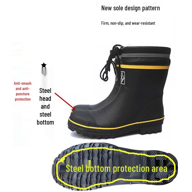 

Xiaoyan Men s Mid-Calf Rubber Work Rain Boots