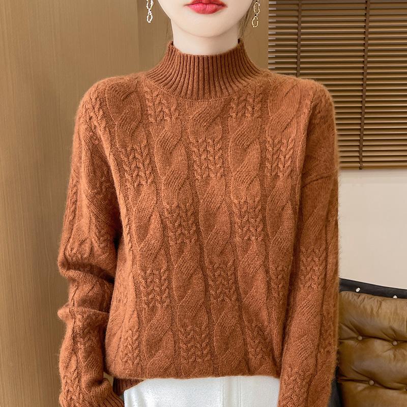 Women's Cashmere Sweater Qinghe Cashmere 30% Cashmere 70% Wool Autumn and Winter Pullover Warm and Fashionable