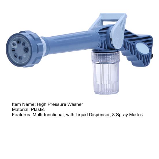 Multi-functional 8-In-1 High Pressure Washer with Liquid Dispenser 8 Spray Modes Plants Watering Cleaning Handheld Sprayer Sprinkler Jet Washing Tools