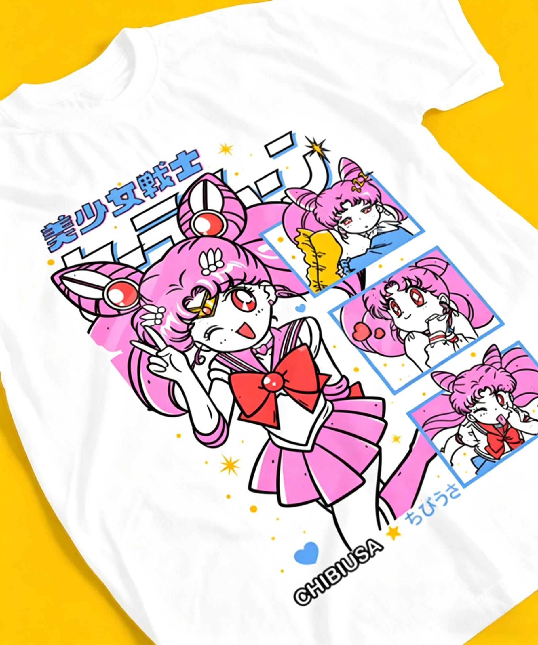 

Summer 2026Sailor Moon Chibiusa Themed Retro and Cool 100 Pure Cotton Printed Loose Tshirt for Unisex and Women Parentchild Top S