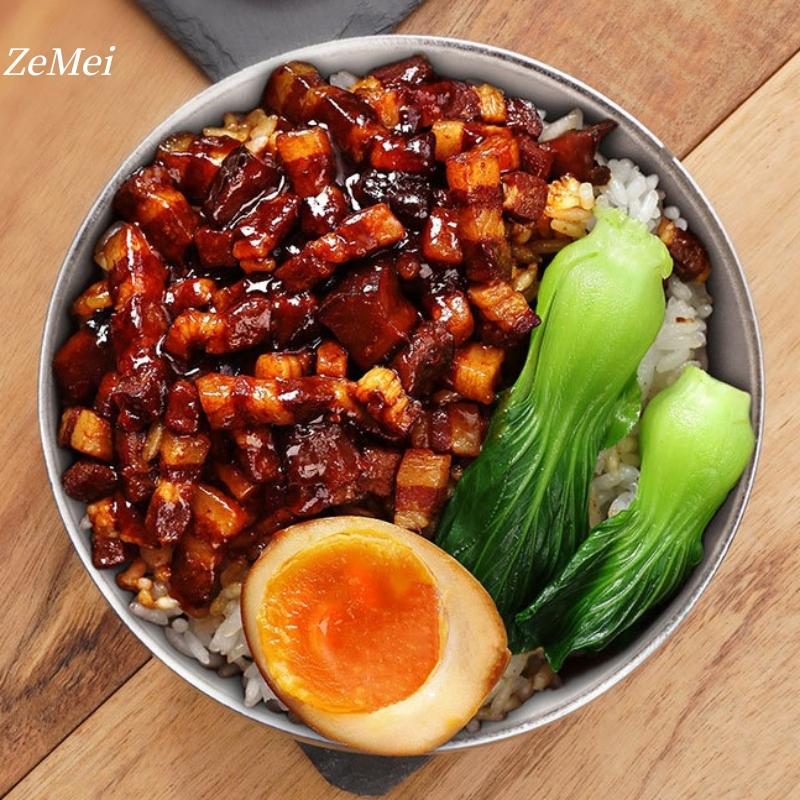 1Pcs Pure Titanium Double-Layer Bowl,450 ml Threaded Texture Drop-Proof Heat-Resistant Home Rice Bowl Food Tableware,Kitchenware