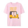 Cute cartoon tricycle letter Desi Me Rollin printed pattern fashionable casual short sleeved round neck Womens Tshirt