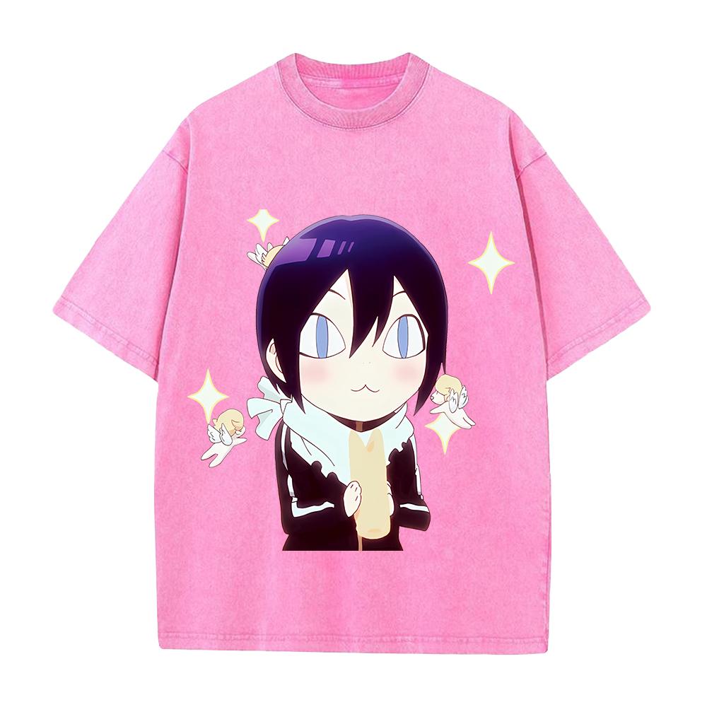 Hot Anime Noragami Yato Graphic Tee Men Women Short Sleeve Clothing Washed Cotton Tshirt Casual T-shirt Harajuku Vintage T Shirt
