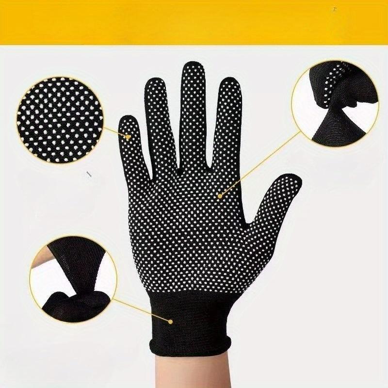 Full Finger Anti-Slip Gloves, Thin Gloves | Black with White Dots, Lightweight And Durable Gardening Gloves