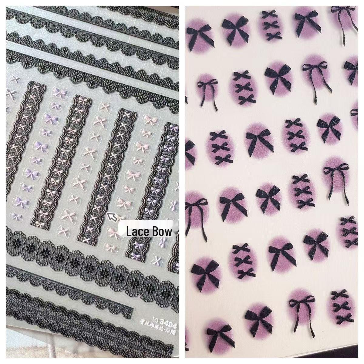 

3D Gradient Ombre Bow Nail Stickers - Gentle Sweet Girl Style