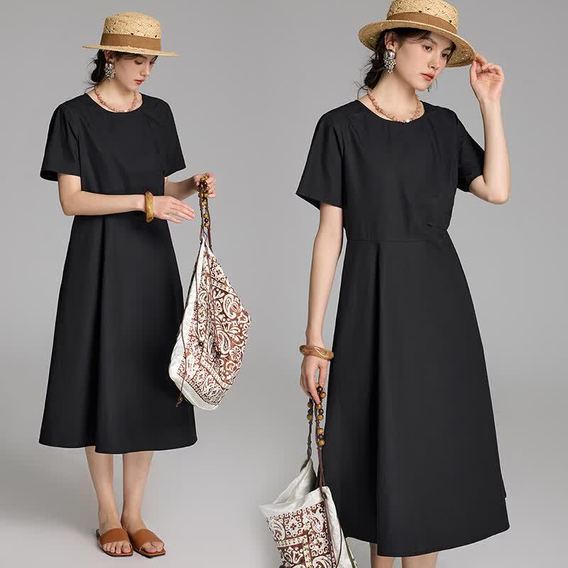 Wudao French Minimalist 100% Cotton Cinch-waist Dress M