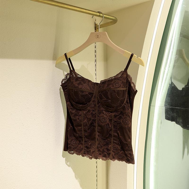 Sexy Slimming Lace Camisole with Built-in Bra Pads for Women