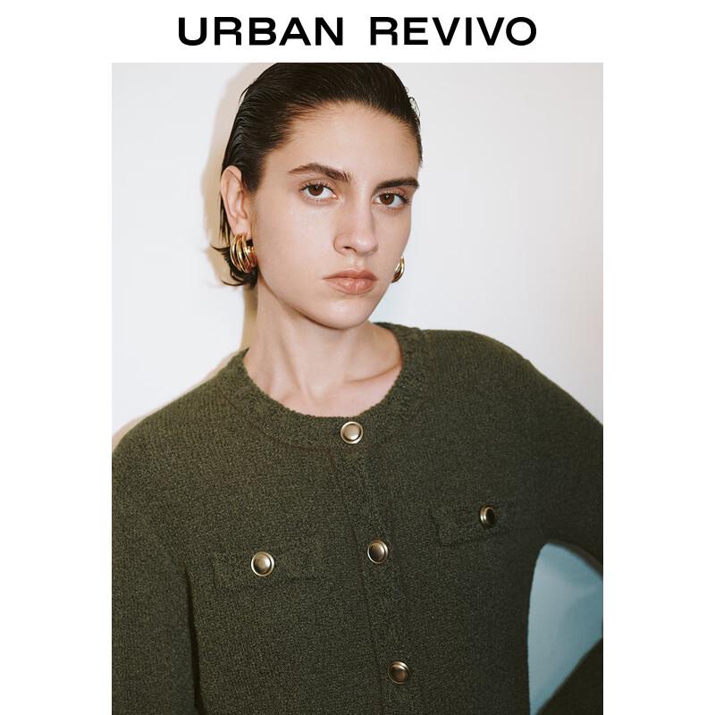 UR Women's Metal Buckle Round Neck Knitted Cardigan