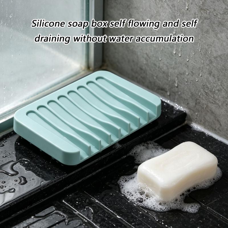 SelfDraining Silicone Soap Try With NonSlip Base Keeps Soap Dry For Bathroom And Kitchen Countertop Organization
