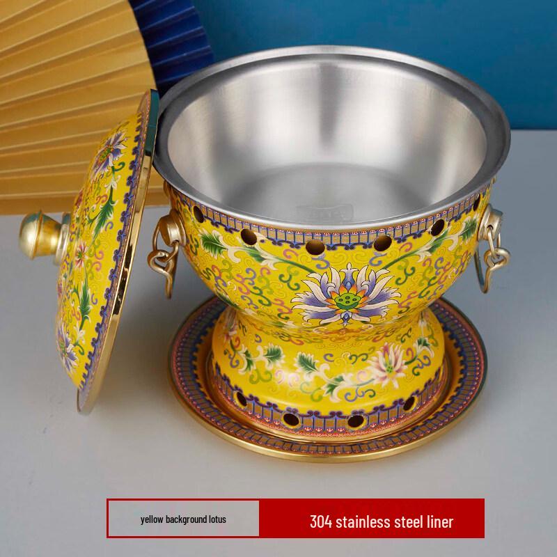 

Cloisonné Single-Person Copper Hot Pot with Alcohol Stove