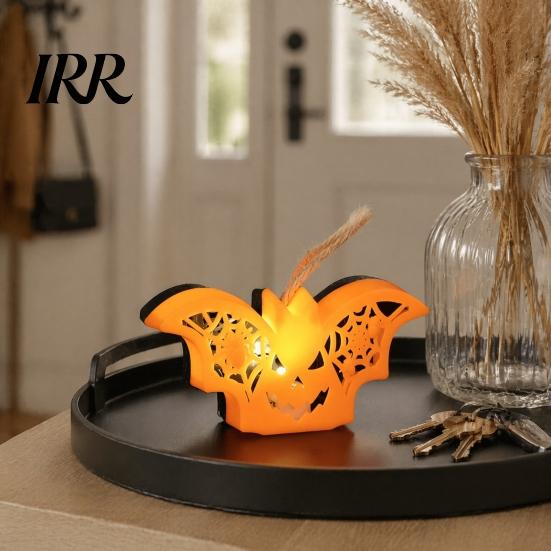 Detailed Halloween Figurine Light Witch Hat Pumpkin Lamp, Bat Skull Hollow LED Night Unique Ornament Lamp for Party, Spooky Tabletop Decor Haunted
