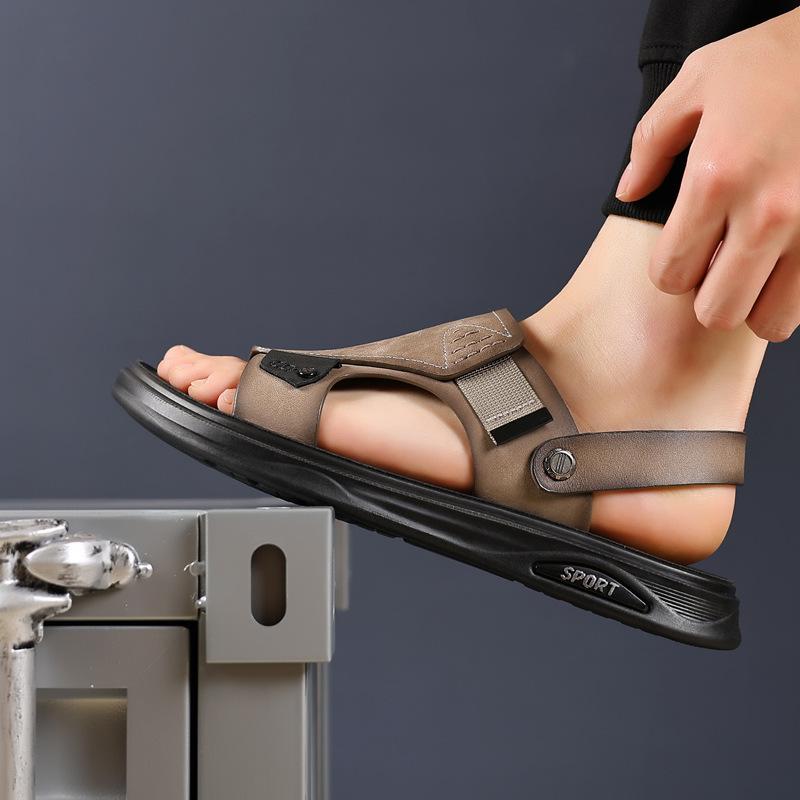 2025 summer first layer cowhide men's beach shoes genuine leather casual leather sandals fashion slippers sandals breathable men's shoes