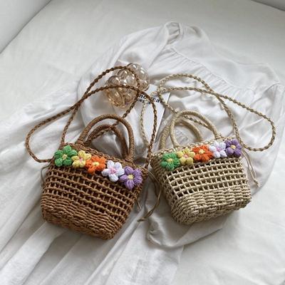 Hot Selling New Straw Woven Women Bag Summer Flower Fashion Woven Bag Handbag Paper Rope Hollow Casual Shoulder Bag