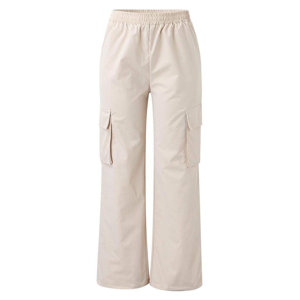 Schwarze Cargohose für Damen, elastische Hose mit hoher Taille und weitem Bein, Jogginghose mit geradem Bein, Outfits mit Baggy-Jogginghose mit weitem Bein, übergroße Hose