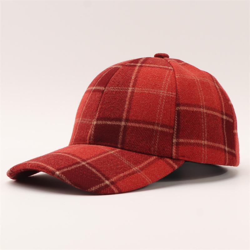 Swing and winter bird grid series baseball cap European and American classic woolen grid wide-brimmed peaked cap