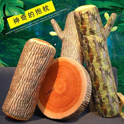 Creative Tree Stump Plush Cushion - Colorful Simulated Wood Design Pillow and Toy