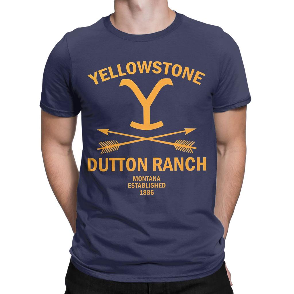 Yellowstone Dutton Ranch T-Shirts Men  Vintage Cotton Tee Shirt Crew Neck Short Sleeve T Shirts Gift Idea Tops