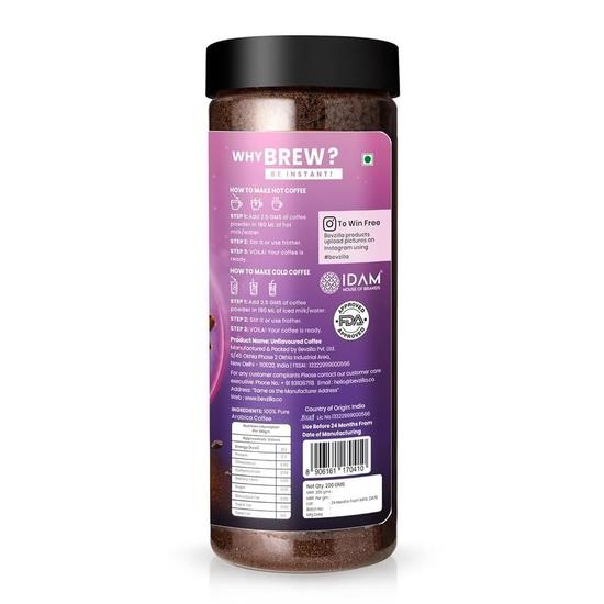 Bevzilla 200 Gram Black Roast (Dark Wish) Strong Coffee | Make 100 Cups | Arabica Coffee Powder | Bold & Intense