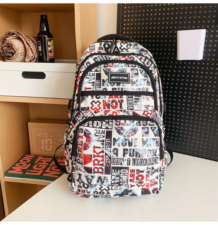 

Stylish Nylon Backpack For Men And Women With Letter Design Perfect For School Travel білий