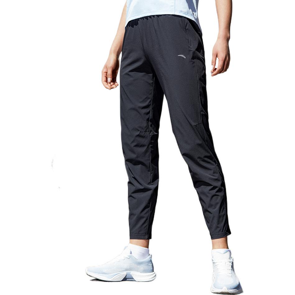 Anta Solid Color Logo Elastic Drawstring Sports Pants Women Bottoms Black 162225501-1
