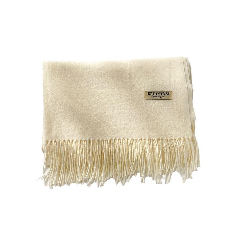 New Solid Color Scarf Warm Thickened Faux Cashmere Shawl Women's Outdoor Fashion Plaid Scarf Winter Windproof Head Scarf Gift