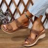 New flower sandals women's shoes car line leisure vacation beach slope heel comfortable large size foreign trade