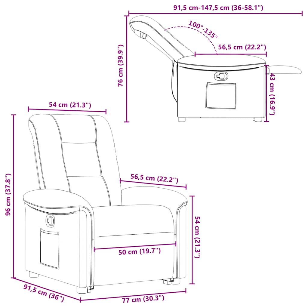 Relax Chair with Rising Function by Dark Brown Fabric