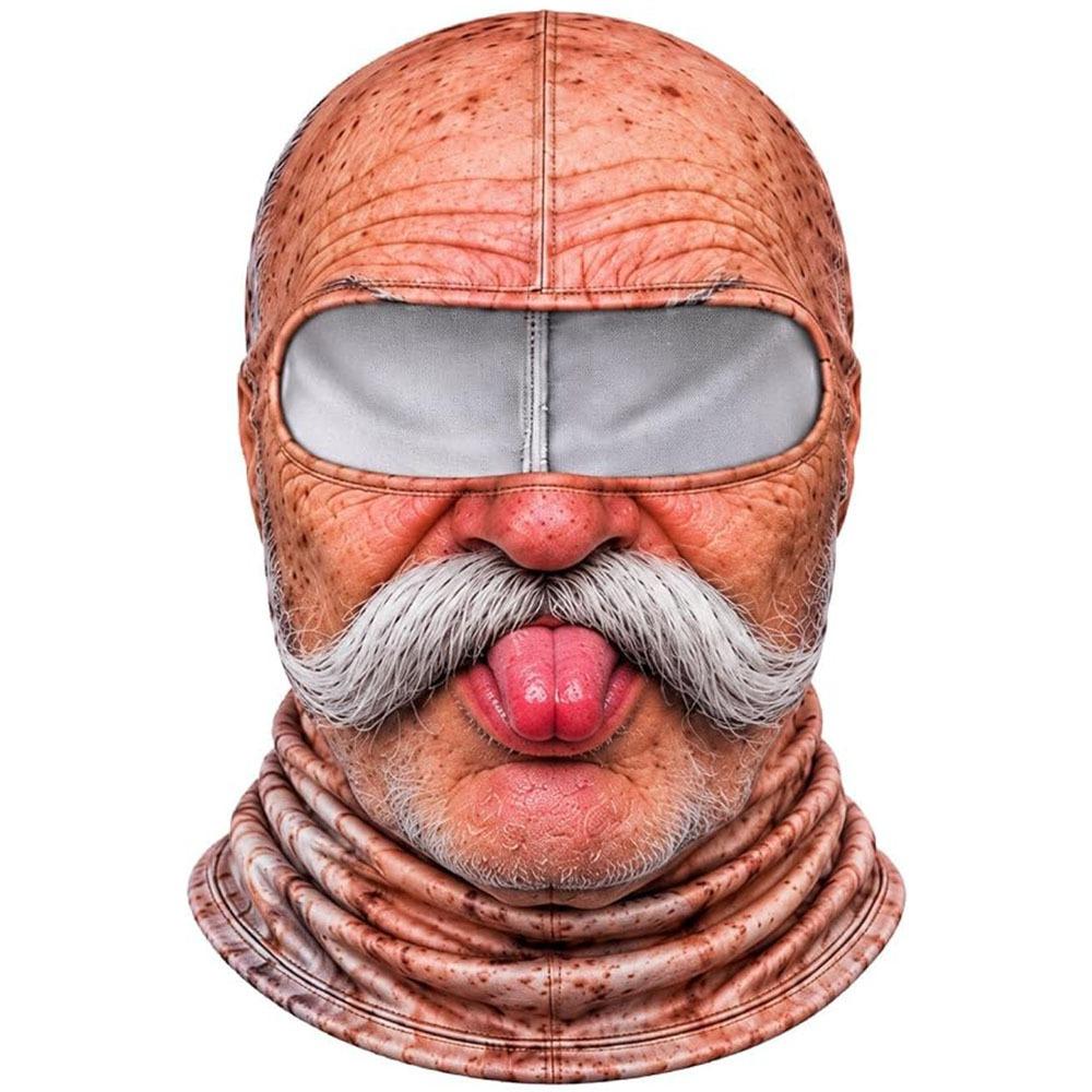 White Mustache Old Man Balaclava Face Mask Full Coverage Ski Mask Hood Winter Mask Cover For Men