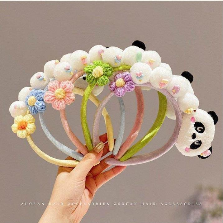 Cute Bamboo Leaf Panda Headband for Women and Children - Plush Zoo Panda Design