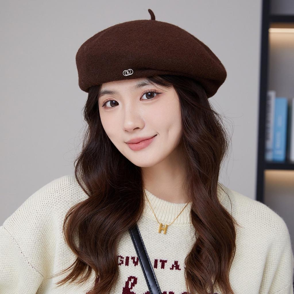 Beret autumn and winter hat women's foreign style fashionable literary and retro big head circumference versatile face small painter hat
