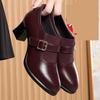 Single shoes spring new medium heel thick heel high heel leather shoes shoes