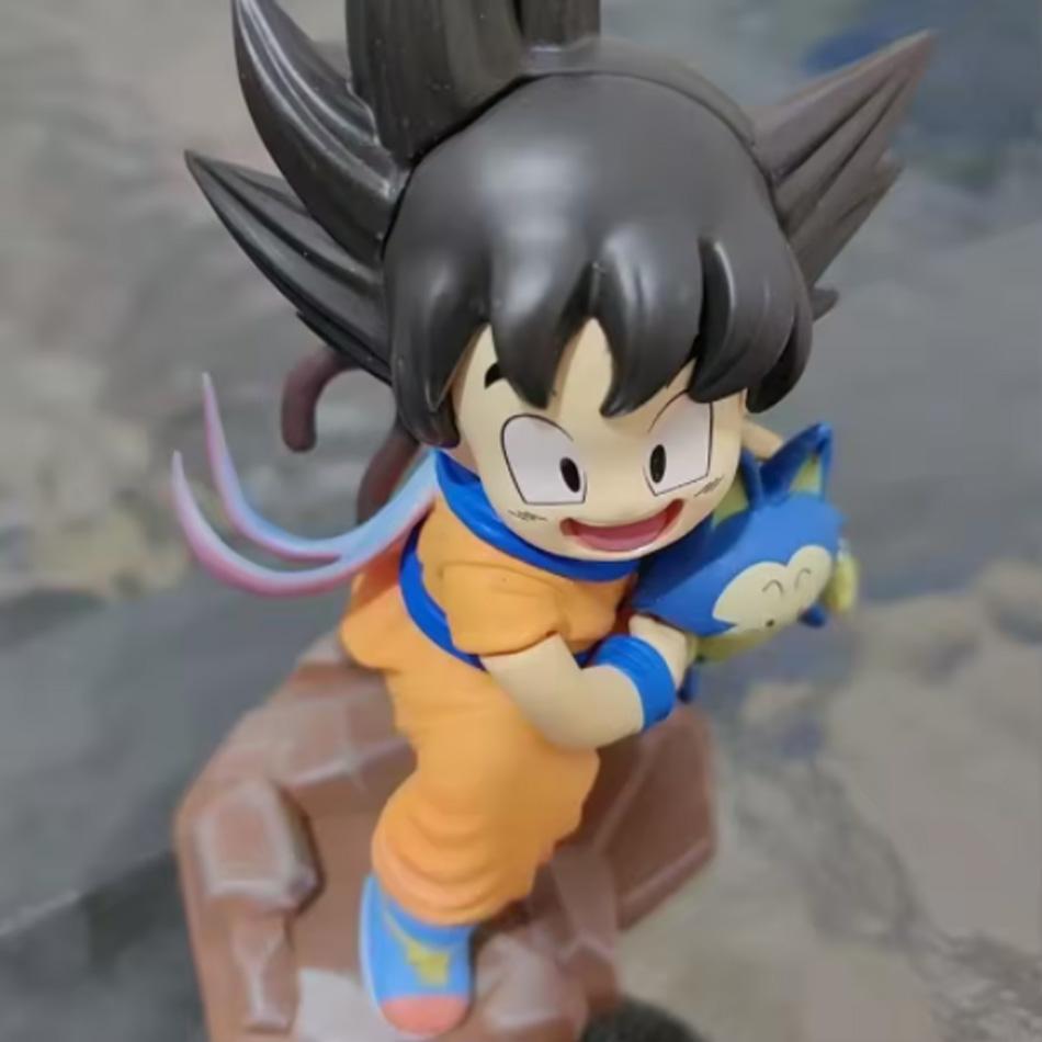 14cm Dragon Ball Child Goku Figure with Pura Yamcha - Anime PVC Model Toy Desk Decoration Statue Gift for Fans