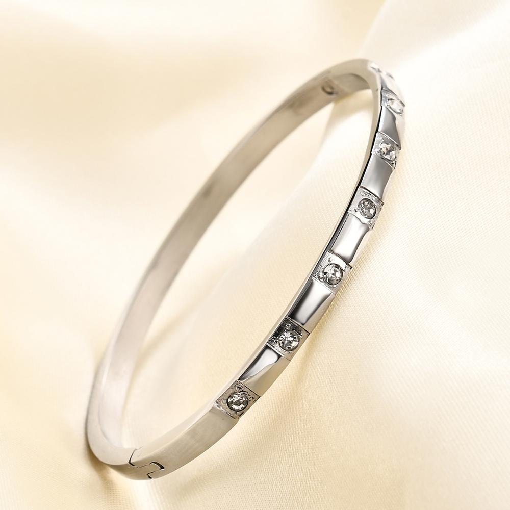 Stainless Steel Zircon Square Bracelet Buckle Bracelet Women's Jewelry Valentine's Day Gift for Her
