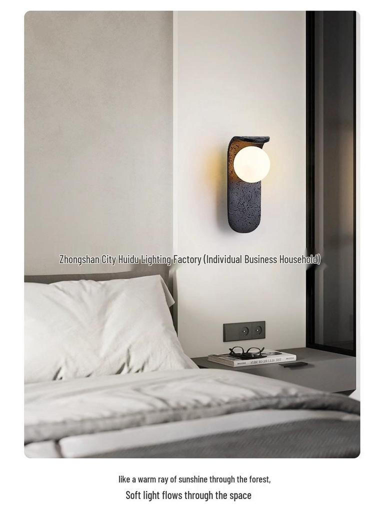 Mid-Century Travertine Wall Lamp: Wabi-Sabi Style for Bedrooms, Living Rooms, Staircases, Retro Homestay.