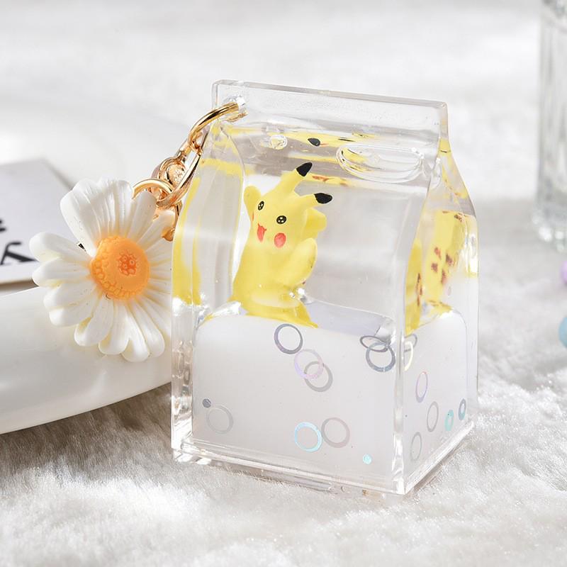 Quicksand Pikachu Couple Keychain - Cute Acrylic Bag Accessory & Car Pendant