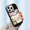 For iPhone 15 14 13 11ProMax 14 15 16 Samsung S25 S24 S23 S22 Redmi 10 13 14C Cartoon Black Cat Silver Edge Soft Liquid Silicone Protective Casing